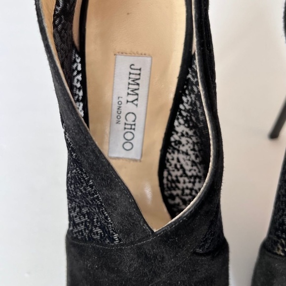 Jimmy Choo Black Suede/Mesh "Vivid" Ankle Booties Size 10.5 (40.5) With Box - Picture 10 of 14